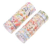 Healeved 18 Rollos de Cinta Washi de Enmascarar Flores y Estampados de Papel, Fácil de Rasgar a Mano, sin Residuo para Decoración y Manualidades