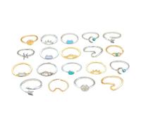 Healeved 19 piezas Anillos Abiertos de Turquesa para Niñas Adolescentes Joyería de Dedos Vintage Aleación Conjunto de Anillos Apilables para Regalos y Ocasiones Especiales