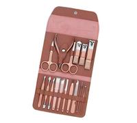 Healeved 1juego Cortauñas Rosa Dorado Funda Pu Kit De Herramientas De Manicura Portátil Para Casa y Salón