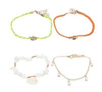 Healeved 1Juego Delicate Multi Layer Beach Anklet For Women Adjustable Ethnic Style Ankle Chain With Pearls And Rhinestone Eyes For Summer Parties