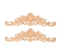 Healeved 2 Apliques de Madera Maciza Tallada para Muebles, 30x8 Cm, Color Natural, Decoración para Gabinetes y Aparadores, Incrustaciones Decorativas para Bricolaje y Paredes Interiores