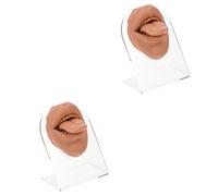 Healeved 2 Juegos Modelo de uña de lengua maniquí maniquies Maqueta de lengua joyas perforantes maquillaje cosmético falso modelo de cara del cuerpo de silicona gel de sílice Coffee