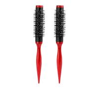 Healeved 2 mini cepillos redondos de nailon: cepillo recto, herramienta para domar el cabello, desenredarlo y secarlo, cilíndrico para rizar, volumen y volumen a las fiestas de peluquería.