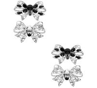 Healeved 2 Pares hebilla de zapato de lazo mujer de imitación hechizas nupcial dama de honor tacones novia arco tiara clips de zapatos para boda adorno de zapato con lazo pedrería