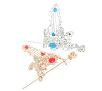 Healeved 2 Piezas Ancient Chinese Hair Coronet Lightweight Alloy Hanfu Hairpins With Crane Emblem Vintage Traditional Headpieces For Women For Festivals Cosplay Tea Ceremonies