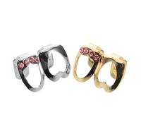 Healeved 2 Piezas Bling Zircon Rhinestone Heart Teeth Caps Hollow out Design Hip Hop Mouth Grills para Disfraces Accesorios Brillantes para Rapper para Parejas