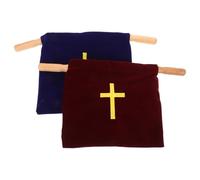 Healeved 2 Piezas Bolsa De Ofrenda De Terciopelo Con Asa De Madera Bolsa De Ofrenda Para Iglesia Ceremonias Religiosas
