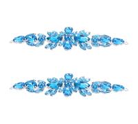 Healeved 2 piezas Decoración Floral para Zapatos de Novia con Aplique de Estrás Brillante Parches Hotfix Resistentes para Bodas Diseño Elegante y Ligero para Vestido Nupcial de Color Azul