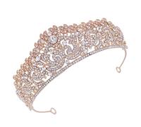 Healeved 2 Piezas diadema de tiaras de novia coronas para novias adorno de tiara nupcial decoraciones de boda para ceremonia tiara nupcial decorativa exquisita tiara de novia Golden