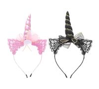 Healeved 2 Piezas Diadema de Unicornio para Fiesta y Cosplay, Aros Pelo de Tela Cómodos y Decorativos Adultos