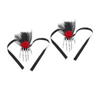 Healeved 2 Piezas Diadema Halloween Mujer con Rosa y Huesos Accesorio de Cosplay para Fiesta Tocado Gótico para Celebraciones y Disfraces