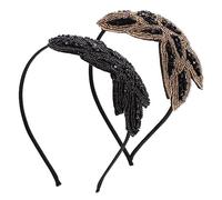 Healeved 2 piezas Diademas de Fiesta para Mujer con Diseño Vintage Adornos de Brillantes de Negro y Champán Accesorio Ligero y Duradero para