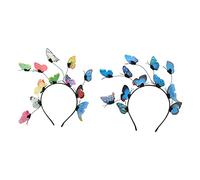 Healeved 2 piezas Diademas de Plásticas para Mujeres y Niñas de Accesorios para Fotografía Diseño Vintage con Mariposas Azul
