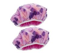 Healeved 2 Piezas Gorra De Pelo Gorro De Raso Accesorios De Ducha Gorro De Ducha Gorro De Pelo Para Dormir Gorros De Ducha Gorros De Dormir Para Mujer Gorra De Champú Violet Vellón De Coral