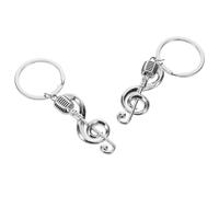 Healeved 2 Piezas Llavero Colgante de Notas Musicales y Micrófono de Aleación Plateada, Diseño Creativo y Compacto, Accesorio para Bolso Adecuado para Estudiantes y Profesores de Música