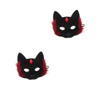 Healeved 2 Piezas Máscara de Gato para Adultos Ligera y Media Cara Peluche Reutilizable para Disfraces y Fiestas de Halloween Accesorio Cosplay Unisex