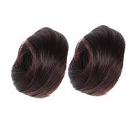 Healeved 2 piezas Moño Postizo Realista para Fiestas y Bodas Extensión de Cabello con Donas para Moños Coletero Suave y Voluminoso para Uso Diario Color Marrón Oscuro