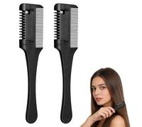 Healeved 2 Piezas Peine Cortapelo de Doble Filo Negro de Plástico y Metal para Cortar y Afeitar Cabello en Casa, Herramienta Profesional para Adultos y Uso DIY