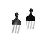 Healeved 2 piezas Peine de Dientes Anchos de Acero Inoxidable Peine Rastrillo para Hombre Desenredante Profesional para Cabello Grueso y Rizado
