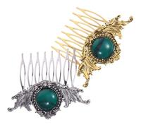 Healeved 2 Piezas Peines Laterales Vintage para Mujer con Incrustaciones de Resina y Aleación Accesorios de Cabello Étnicos Resistentes y Elegantes Cómodos para Diario