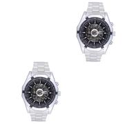 Healeved 2 Piezas Reloj Mecánico Automático Winner con Esfera Redonda Diseño Esqueleto Correa Acero Inoxidable Resistente para Hombre Adulto