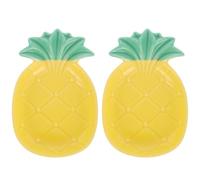 Healeved 2 Platos Pequeños de Cerámica Forma de Piña, Color Amarillo, para Salsa y Condimentos, Vajilla Versátil para Cocina y Restaurante, Adecuado para Aperitivos y Postres