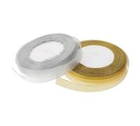Healeved 2 Rollos Cinta de Organza Glitter Dorada y Plateada para Manualidades Navideñas Lazos para Árbol y Envoltura de