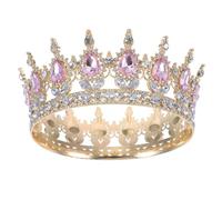 Healeved 2 tiara nupcial de diamantes de imitación y tiara vintage de diamantes de imitación tiara joyas reina barroca boda tiara para mujeres diamantes de imitación joyería de baile aleación púrpura