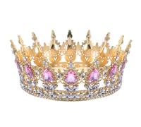 Healeved 2 tiara nupcial de diamantes de imitación y tiara vintage diamantes de imitación joyas barroco reina boda para mujeres tocado de baile de graduación aleación violeta, 12x5.3cm