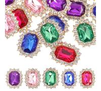 Healeved 20 clips de joyería para zapatos con diamantes de imitación de perlas para cordones, mezcla de morado profundo, rosa, azul, rojo, verde, dijes decorativos para mujer, accesorios de bricolaje