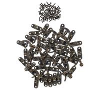 Healeved 20 Piezas de Pestillo Rústico de Hierro con Gancho de Brazo Oscilante Derecho, Cierre Mini para Cajas de Madera, Joyas y Cosméticos, Acabado Bronce Antiguo 27x33 Mm con Tornillos