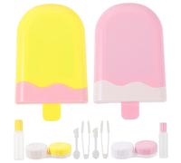 Healeved 2juegos Estuche para Lentes de Contacto Forma de Helado Caja Decorativa para Lentes para Viajes y Uso Diario Incluidas
