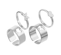 Healeved 2Pares Anillos de Romántica Cobre Ajustables Anillos Elegantes de San Valentín