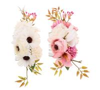 Healeved 2piezas Accesorios Cabello De Boda Peineta De Flores Para Novia Conjunto De Peinetas Decorativas Diseño Floral Para Damas De Honor y Sesiones De Fotografía Boda