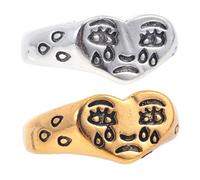Healeved 2piezas Anillo Cara De Llanto Encantador Anillo Delicado Ajustable Para Dedo Joyería De Material Para Expresar Emociones Cualquier Ocasión Social