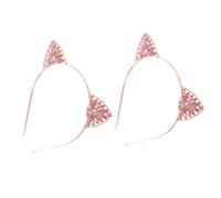 Healeved 2piezas Banda Cabello Diadema Con Orejas De Gato y Gemas De Imitación De Colores Accesorios Antideslizantes y Ligeros Para Fiestas y Festividades Conjunto Festivo Para Mujer