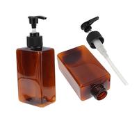 Healeved 2piezas Botellas De Plástico Cuadradas De Recargables Bomba Pulverizadora Para Lociones Champús y Jabones Líquidos Color Marrón