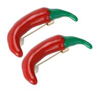 Healeved 2piezas Broche Decorativo de Picante Broche de Metal Pecho Accesorios para Trajes y Cuello Prendedor con Forma de Pimiento para Fiesta de Temática Mexicana