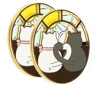 Healeved 2piezas Broche Gato Giratorio Diseño Creativo Animado Para Mujer y Niña Accesorio Para Ropa Bufandas y Solapas Regalo Para Amantes De Gatos