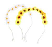 Healeved 2piezas Diadema De Girasol De Simulación Flores De Playa Para Tocado De Flores Accesorios Cabello Para Boda o Fiesta