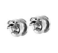 Healeved 2piezas Expansor De Tapón De Oído De Dinosaurio Pendientes Para Perforar La Oreja Joyería De Moda Orejas Decoración Para Perforaciones De Oído Color Plateado