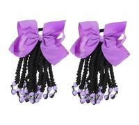 Healeved 2piezas Extensión De Coleta Para Niñas Lazo y Cuentas Postizo De Trenzas De Sintética Fácil De Usar y Reutilizable Para Fiestas y Cosplay