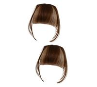 Healeved 2piezas Flequillo Falso Para Mujer Clip Extensiones De Cabello Suave y Ligero Para Bodas Fiestas y Eventos Especiales