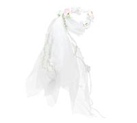 Healeved 2piezas Guirnalda De Flores Para Novias Con Diadema De Boda Tocado Velo Floral Accesorios Elegantes Para Bodas y Ceremonias