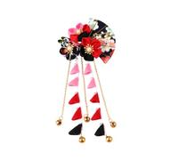 Healeved 2piezas Horquilla De Mujer Estilo Japonés Borlas Largas Tocado Nupcial Clásico Para Bodas Decoración De Cabello Negro y Rojo Diseño De Abanico Aleatorio