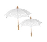 Healeved 2piezas Paraguas De Encaje Pequeño Elegante para Novia Decoración De Boda Accesorio De Fotos De Boda