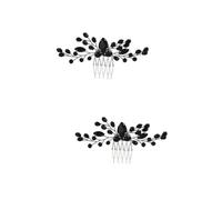 Healeved 2piezas Peina De Novia Vintage Cristales Negros Accesorio Para Cabello De Damas De Honor Peina De Boda De Zirconia Decoración Elegante Para Peinados