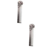 Healeved 2piezas Peine De Barba De Zinc Para Hombre Peine Compacto y Portátil Para Uso Casa y Viajes Herramienta Profesional De Cuidado Personal Para Estilo y Aseo