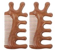 Healeved 2piezas Peine de Masaje de Sándalo Cabelludo Herramienta de Masaje Gua Sha para Peinar el Cabello Uso Ducha para Eliminar la Caspa Masajeador para Cuello Manos y Piernas