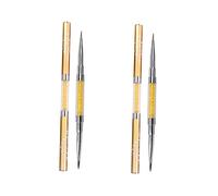 Healeved 2piezas Pincel De Dibujo Para Uñas De Doble Punta Cepillo De Gel Para Construcción y Decoración De Uñas Para Artistas Profesionales y Amateurs Color Dorado Diseño Compacto y